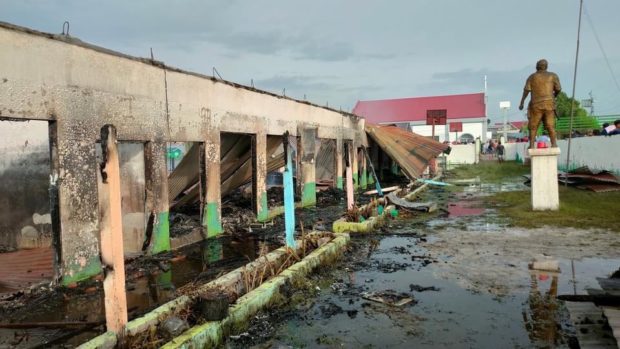 At least 108 students lost five classrooms to fire that gutted the Sta. Cruz Elementary School in Masantol town in Pampanga province as Super Typhoon "Karding" lashed Luzon on Sunday night. (Contributed photo dated Sept. 25, 2022)